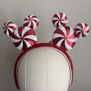 Disney Parks 2025 Christmas Holiday Peppermint Swirl Ears Headband